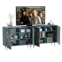 СНЯТО Либера Комод-тумба 16.230.01 + Либера Комод-тумба 16.230.01, цвет бензин/белый, ШхГхВ 230,6х42,6х92,3 см., фасады с рисунком Тропический лес