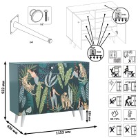 СНЯТО Либера Комод-тумба 16.230.01 + Либера Комод-тумба 16.230.01, цвет бензин/белый, ШхГхВ 230,6х42,6х92,3 см., фасады с рисунком Тропический лес
