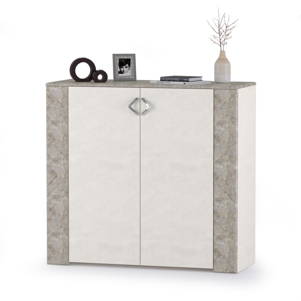 Амели Комод 13.107, цвет шёлковый камень/бетон чикаго беж, ШхГхВ 108х41,3х100,3 см.