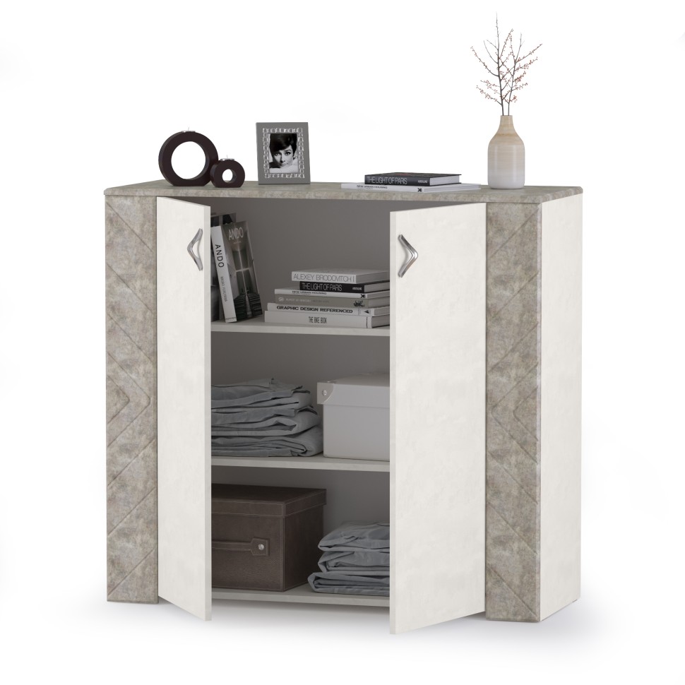 Амели Комод 13.107, цвет шёлковый камень/бетон чикаго беж, ШхГхВ 108х41,3х100,3 см.