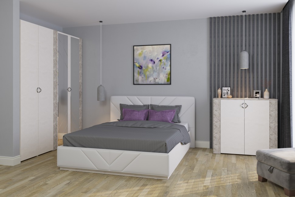 Амели Комод 13.107, цвет шёлковый камень/бетон чикаго беж, ШхГхВ 108х41,3х100,3 см.