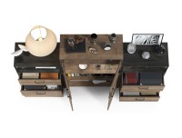 Трувор 13.306 Комод с витриной + 13.307.02 Комод с ящиками + 13.307.02 Комод с ящ., цвет дуб гранж песочный/интра, ШхГхВ 217,8х37х135,3 см., ун. сб.