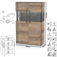 Трувор 13.306 Комод с витриной + 13.307.02 Комод с ящиками + 13.307.02 Комод с ящ., цвет дуб гранж песочный/интра, ШхГхВ 217,8х37х135,3 см., ун. сб.