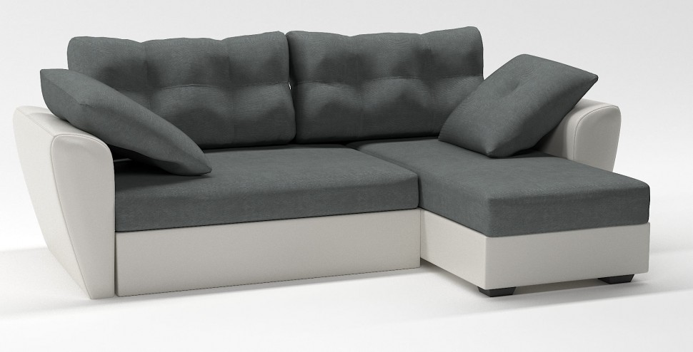 Диван угловой Амстердам еврокнижка серый велюр+белая экокожа