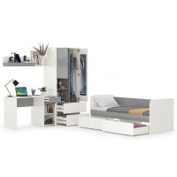 Торонто Компоновка № 25, цвет белый шагрень/стальной серый, сп. м. 800х1900 мм., б/м, основание есть, универсальная сборка