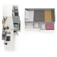 Торонто Компоновка № 25, цвет белый шагрень/стальной серый, сп. м. 800х1900 мм., б/м, основание есть, универсальная сборка