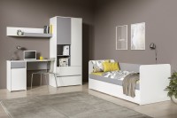 Торонто Компоновка № 25, цвет белый шагрень/стальной серый, сп. м. 800х1900 мм., б/м, основание есть, универсальная сборка