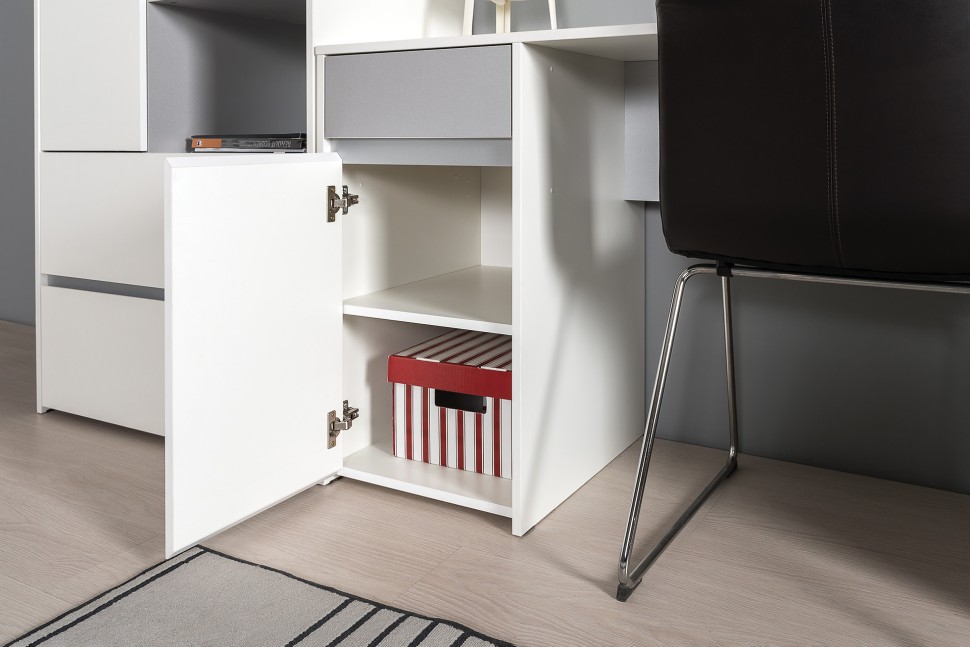 Торонто Компоновка № 25, цвет белый шагрень/стальной серый, сп. м. 800х1900 мм., б/м, основание есть, универсальная сборка