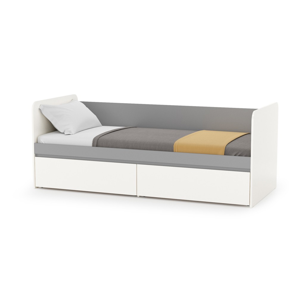 Торонто Компоновка № 25, цвет белый шагрень/стальной серый, сп. м. 800х1900 мм., б/м, основание есть, универсальная сборка