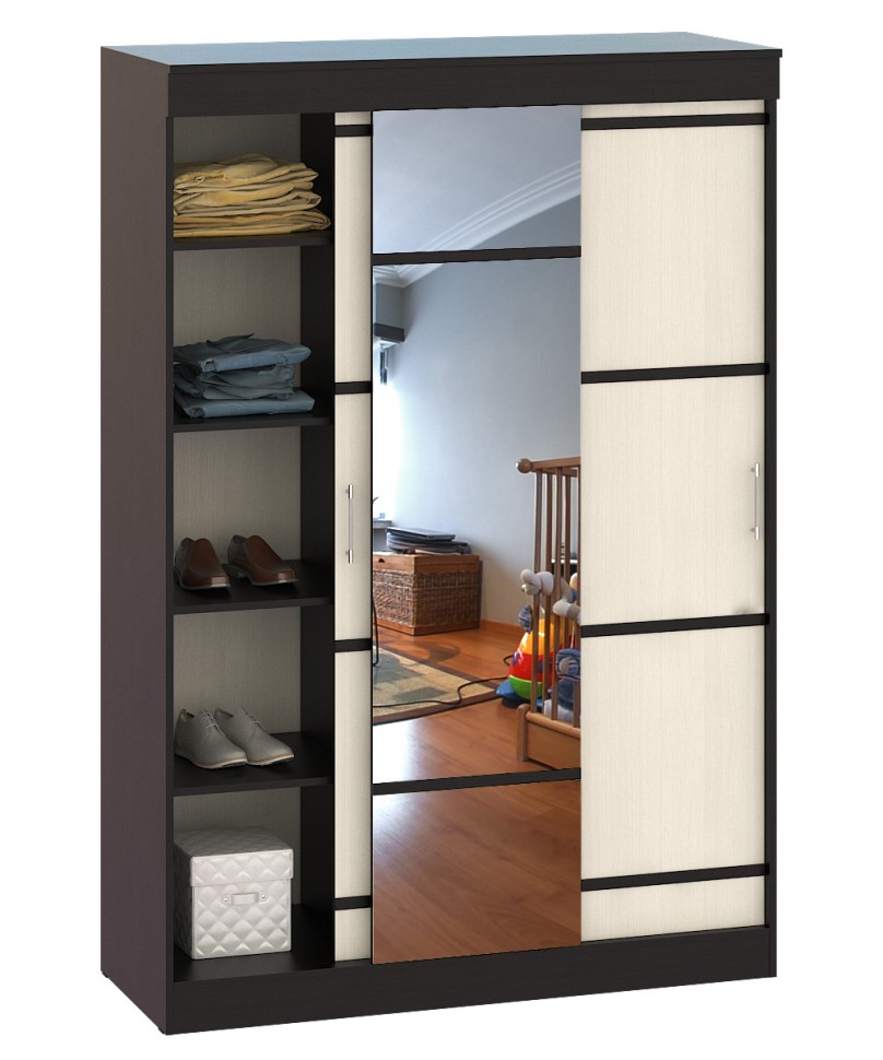 Сакура Шкаф-купе 1500, цвет венге/дуб лоредо, ШхГхВ 150х61х220 см.