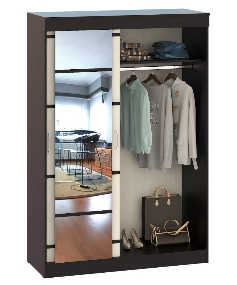 Сакура Шкаф-купе 1500, цвет венге/дуб лоредо, ШхГхВ 150х61х220 см.