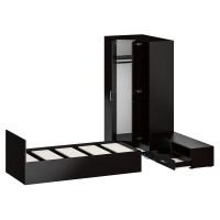 Спальня Стандарт 4-0900, цвет венге/фасады ТВ тумбы МДФ чёрный глянец, сп.м. 900х2000 мм., без матраса, основание есть