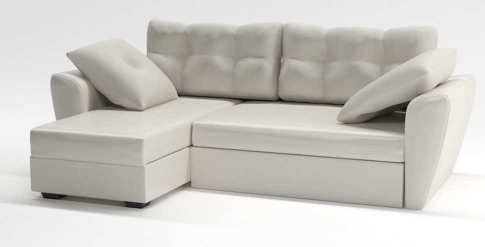 Диван угловой Амстердам еврокнижка белая экокожа