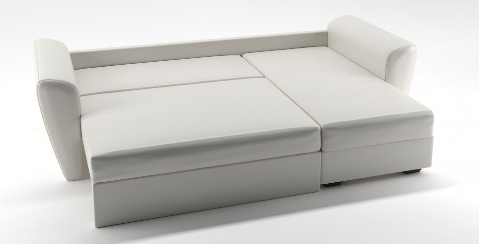 Диван угловой Амстердам еврокнижка белая экокожа