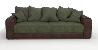 Диван прямой Премьер Люкс велюр зеленый + экокожа коричневый