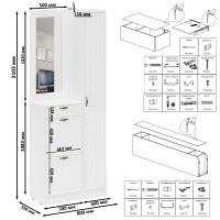 Прихожая П-6 Компоновка № 23, цвет белая шагрень/фасады МДФ белое дерево фрезеровка прованс, ШхГхВ 80х35х210 см., универсальная сборка