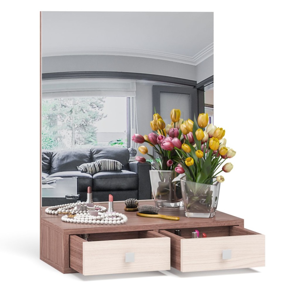 СНЯТО Трюмо настольное С-МД-ТР-1, цвет ясень шимо тёмный/ясень шимо светлый, ШхГхВ 60х26,6х80 см., подходит для комодов К-1, К-5, К-10, К-11, К-13