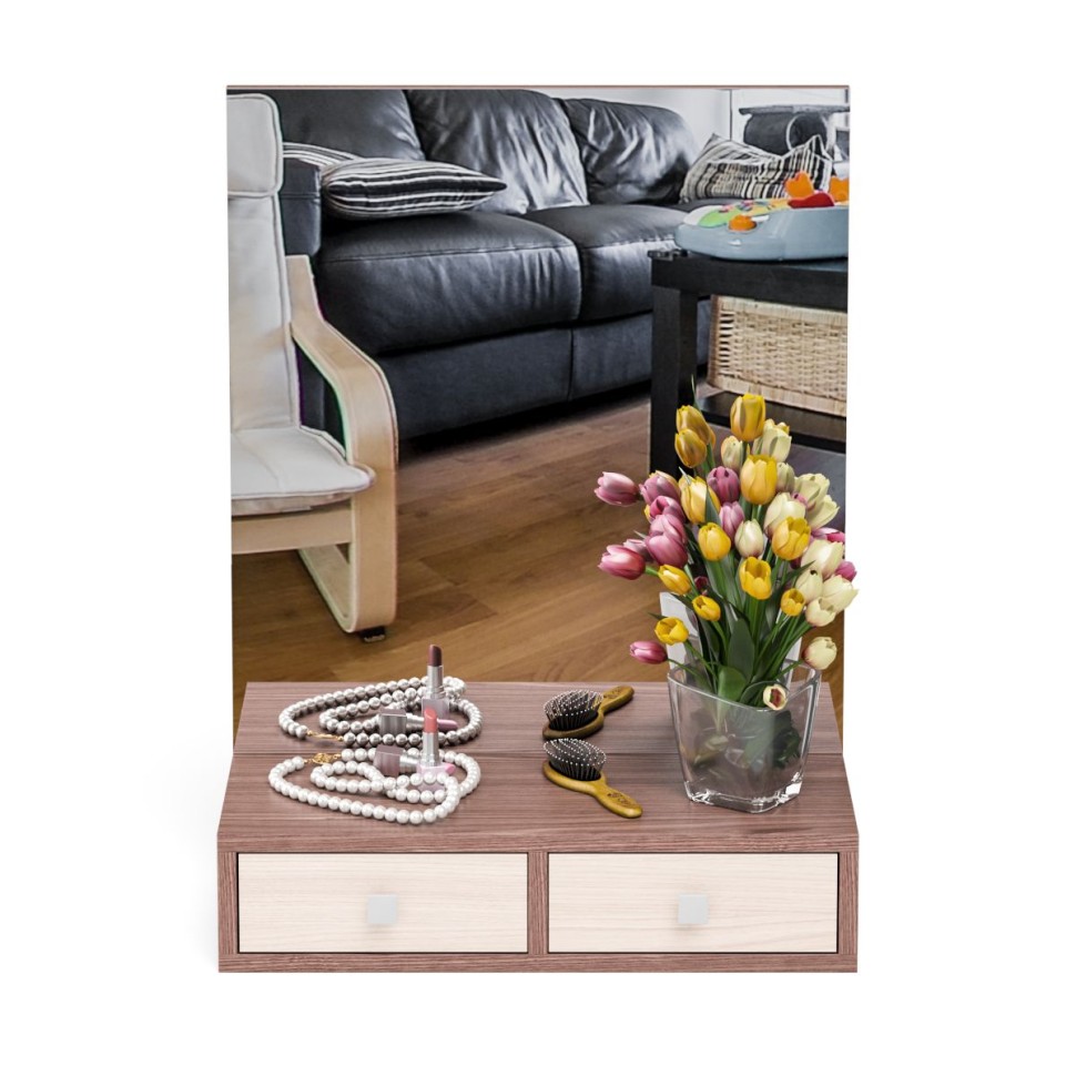 СНЯТО Трюмо настольное С-МД-ТР-1, цвет ясень шимо тёмный/ясень шимо светлый, ШхГхВ 60х26,6х80 см., подходит для комодов К-1, К-5, К-10, К-11, К-13