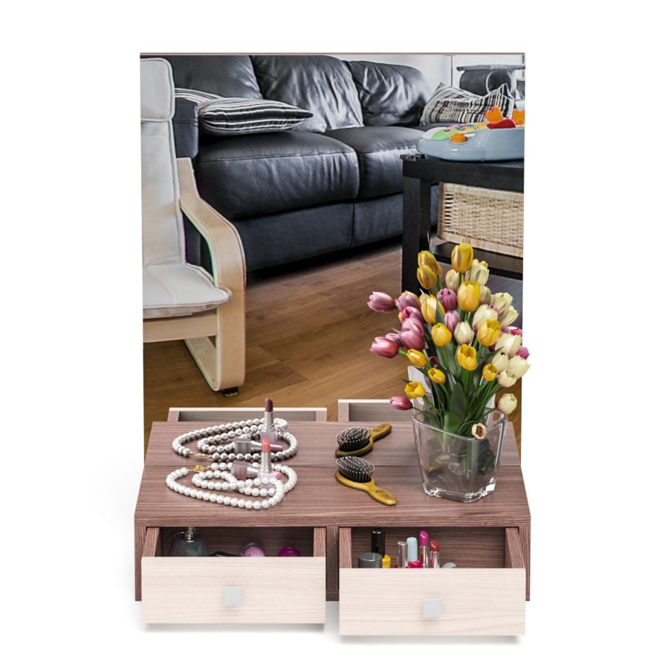 СНЯТО Трюмо настольное С-МД-ТР-1, цвет ясень шимо тёмный/ясень шимо светлый, ШхГхВ 60х26,6х80 см., подходит для комодов К-1, К-5, К-10, К-11, К-13