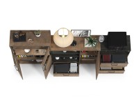 Трувор 13.307.01 Комод + 13.306 Комод с витриной + 13.307.02 Комод с ящиками, цвет дуб гранж песочный/интра, ШхГхВ 260,8х37х135,3 см., ун. сборка