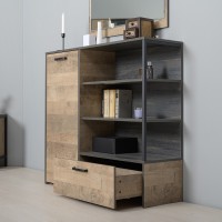 Трувор 13.307.01 Комод + 13.306 Комод с витриной + 13.307.02 Комод с ящиками, цвет дуб гранж песочный/интра, ШхГхВ 260,8х37х135,3 см., ун. сборка