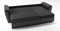 Диван угловой Амстердам еврокнижка черный велюр+город+черная экокожа