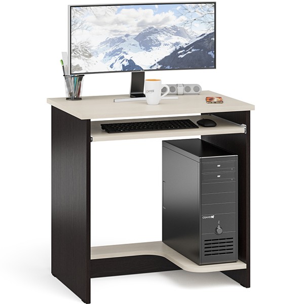 ЭКСПОЗИЦИЯ Стол компьютерный С-МД-СК11-1, цвет венге/дуб, ШхГхВ 74,6х50х75 см., в СОБРАННОМ ВИДЕ