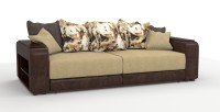 Диван прямой Премьер Люкс велюр бежевый + экокожа коричневый