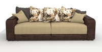Диван прямой Премьер Люкс велюр бежевый + экокожа коричневый