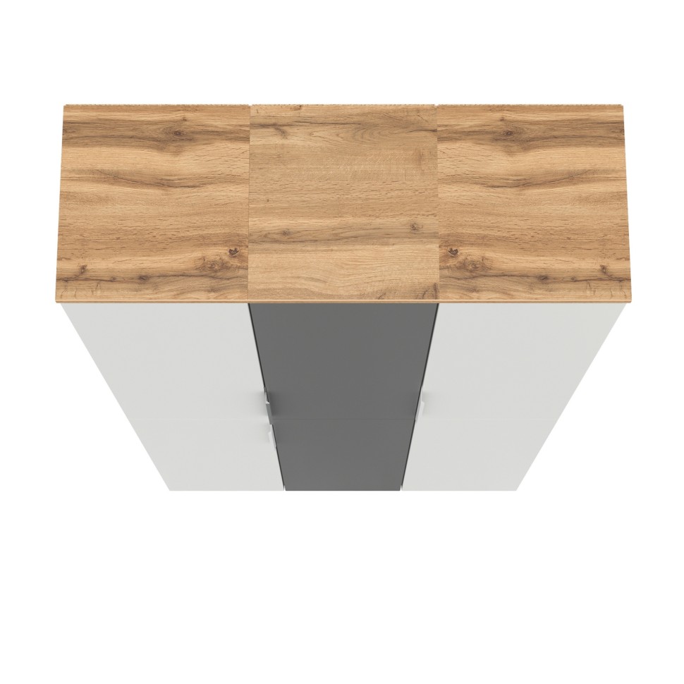 Октава Набор шкафов 49, цвет белый шагрень/серый графит/дуб крафт золотой/фасады МДФ белый шагрень/серый графит, ШхГхВ 96,6х35,3х197,6 см., ун. сб.