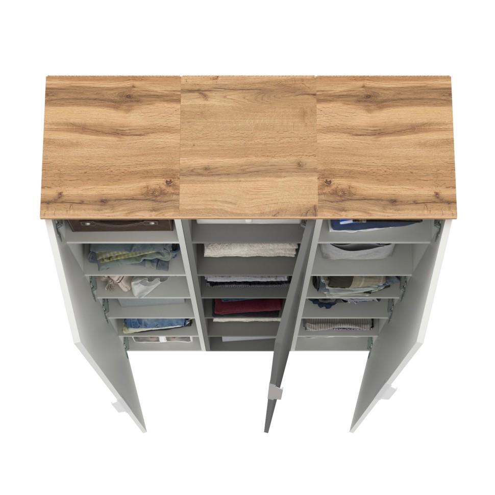 Октава Набор шкафов 49, цвет белый шагрень/серый графит/дуб крафт золотой/фасады МДФ белый шагрень/серый графит, ШхГхВ 96,6х35,3х197,6 см., ун. сб.