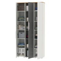 Октава Набор шкафов 49, цвет белый шагрень/серый графит/дуб крафт золотой/фасады МДФ белый шагрень/серый графит, ШхГхВ 96,6х35,3х197,6 см., ун. сб.