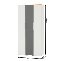 Октава Набор шкафов 49, цвет белый шагрень/серый графит/дуб крафт золотой/фасады МДФ белый шагрень/серый графит, ШхГхВ 96,6х35,3х197,6 см., ун. сб.