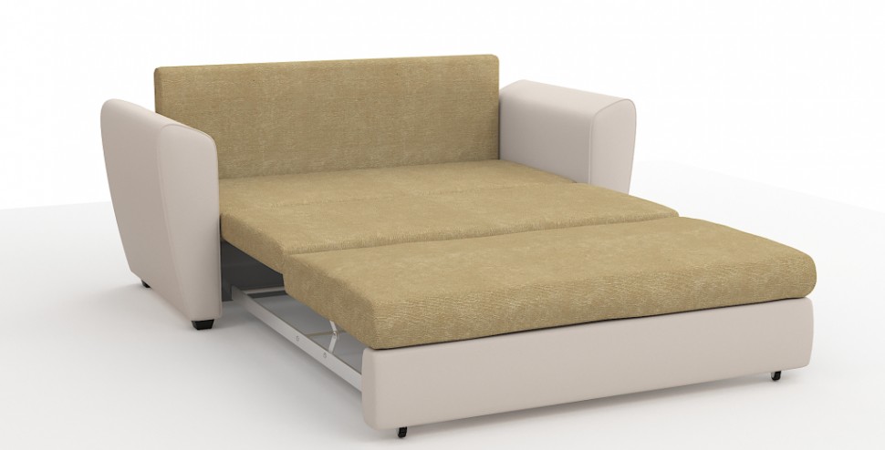 Диван Амстердам Мини Люкс велюр бежевый + экокожа бежевый