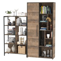 Трувор 13.151.02 Стеллаж + 13.206 Шкаф-стеллаж, цвет дуб гранж песочный/интра, ШхГхВ 183х37х194,2 см., универсальная сборка