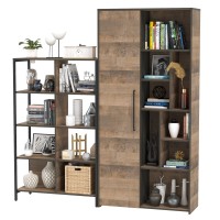 Трувор 13.151.02 Стеллаж + 13.206 Шкаф-стеллаж, цвет дуб гранж песочный/интра, ШхГхВ 183х37х194,2 см., универсальная сборка