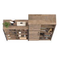 Трувор 13.151.02 Стеллаж + 13.206 Шкаф-стеллаж, цвет дуб гранж песочный/интра, ШхГхВ 183х37х194,2 см., универсальная сборка