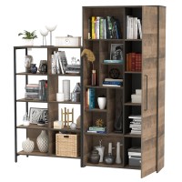 Трувор 13.151.02 Стеллаж + 13.206 Шкаф-стеллаж, цвет дуб гранж песочный/интра, ШхГхВ 183х37х194,2 см., универсальная сборка