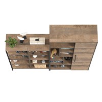 Трувор 13.151.02 Стеллаж + 13.206 Шкаф-стеллаж, цвет дуб гранж песочный/интра, ШхГхВ 183х37х194,2 см., универсальная сборка