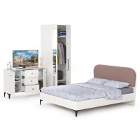 Валенсия Спальня № 18, цвет ЛДСП белый шагрень/МДФ белый шагрень/ткань велутто 19, ортопед есть, сп. м. 1600х2000 мм., б/м