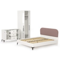 Валенсия Спальня № 18, цвет ЛДСП белый шагрень/МДФ белый шагрень/ткань велутто 19, ортопед есть, сп. м. 1600х2000 мм., б/м