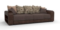 Диван прямой Премьер Люкс рогожка коричневый + экокожа коричневый