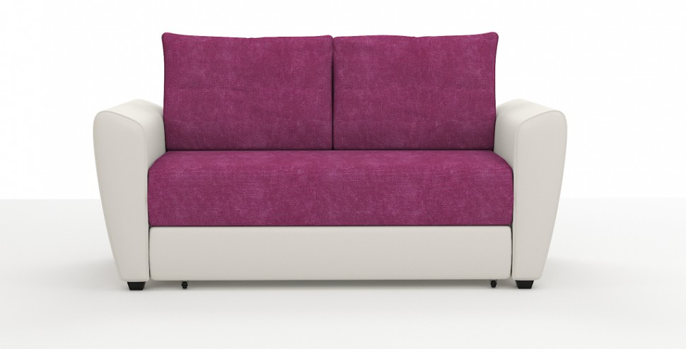 Диван Амстердам Мини Люкс велюр розовый + экокожа белый