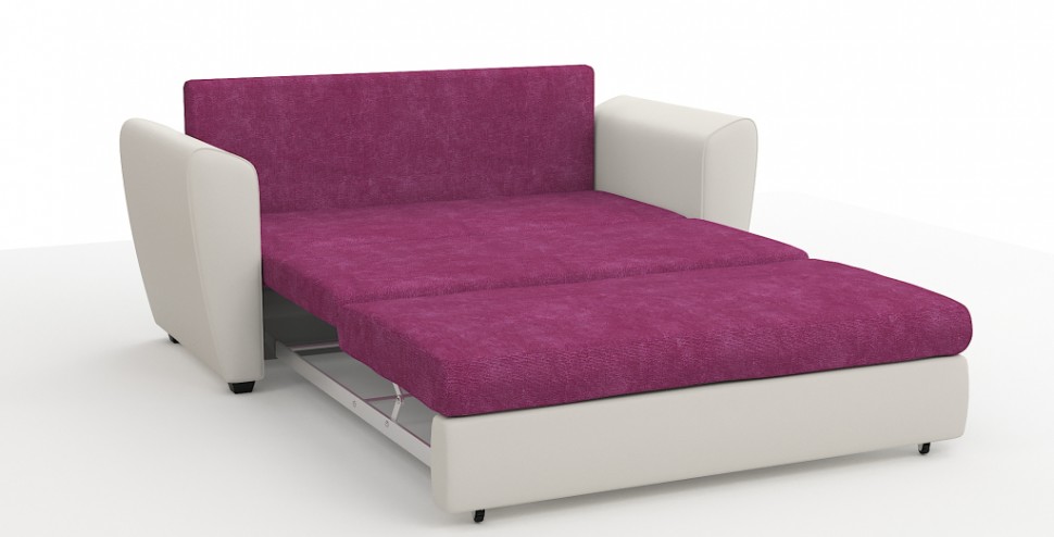 Диван Амстердам Мини Люкс велюр розовый + экокожа белый