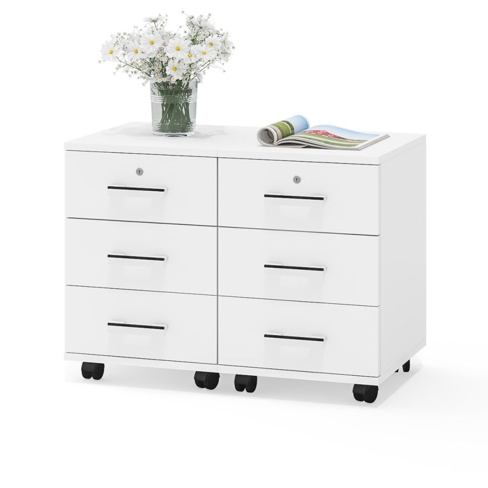 Две тумбы выкатных С-МД-3-02, цвет белый шагрень, ШхГхВ 80х45х59 см.