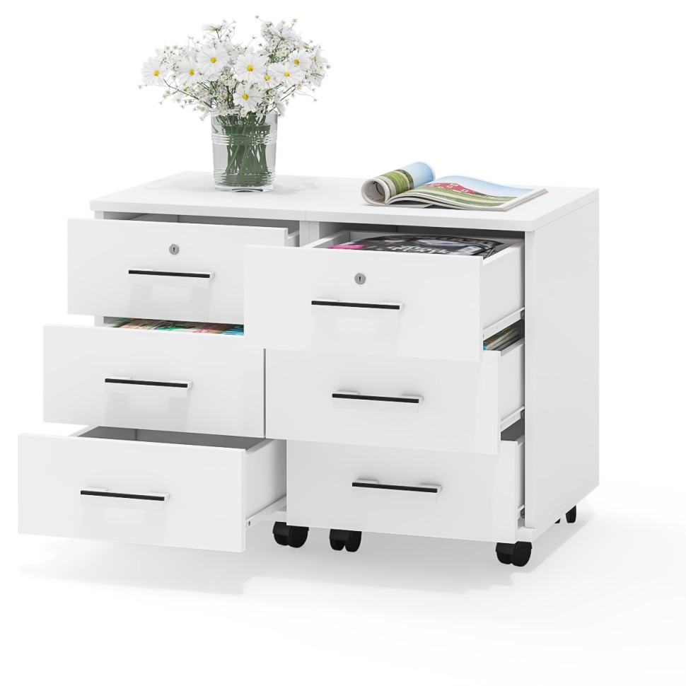 Две тумбы выкатных С-МД-3-02, цвет белый шагрень, ШхГхВ 80х45х59 см.