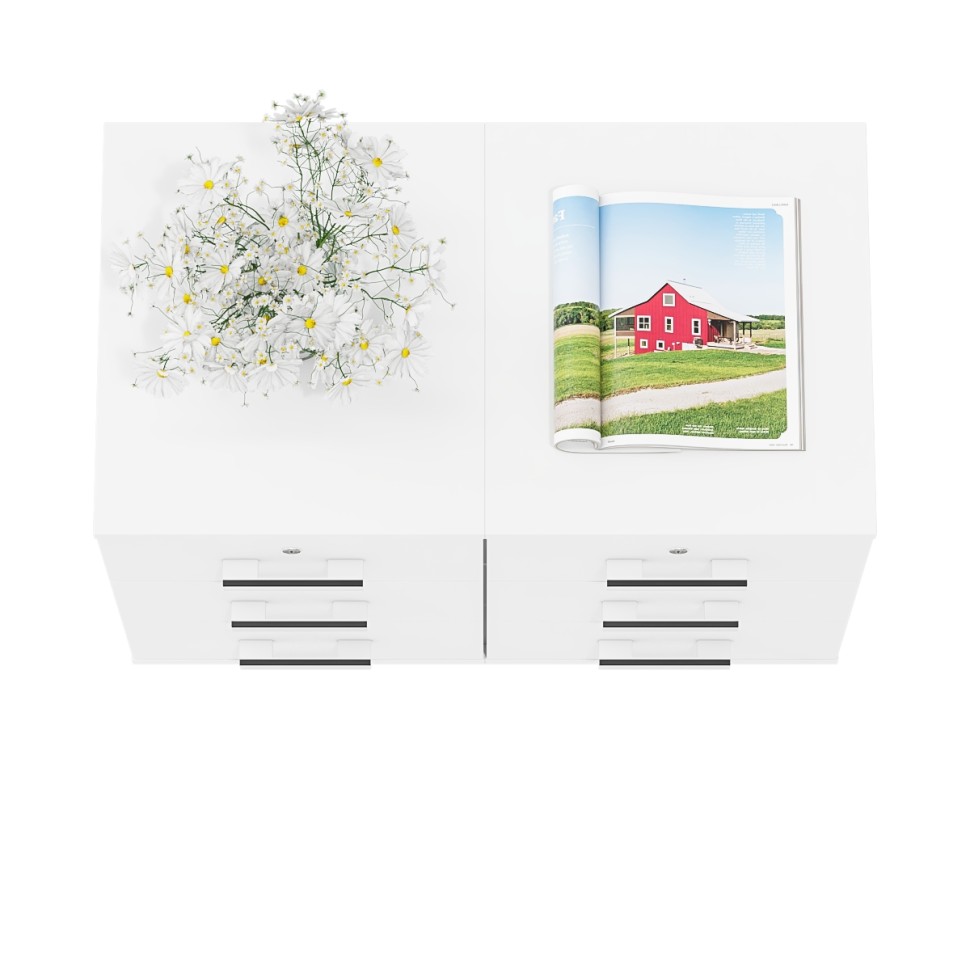 Две тумбы выкатных С-МД-3-02, цвет белый шагрень, ШхГхВ 80х45х59 см.