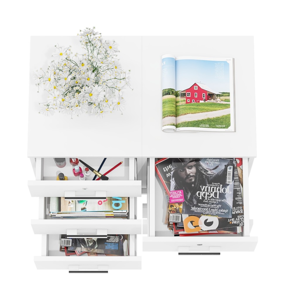 Две тумбы выкатных С-МД-3-02, цвет белый шагрень, ШхГхВ 80х45х59 см.