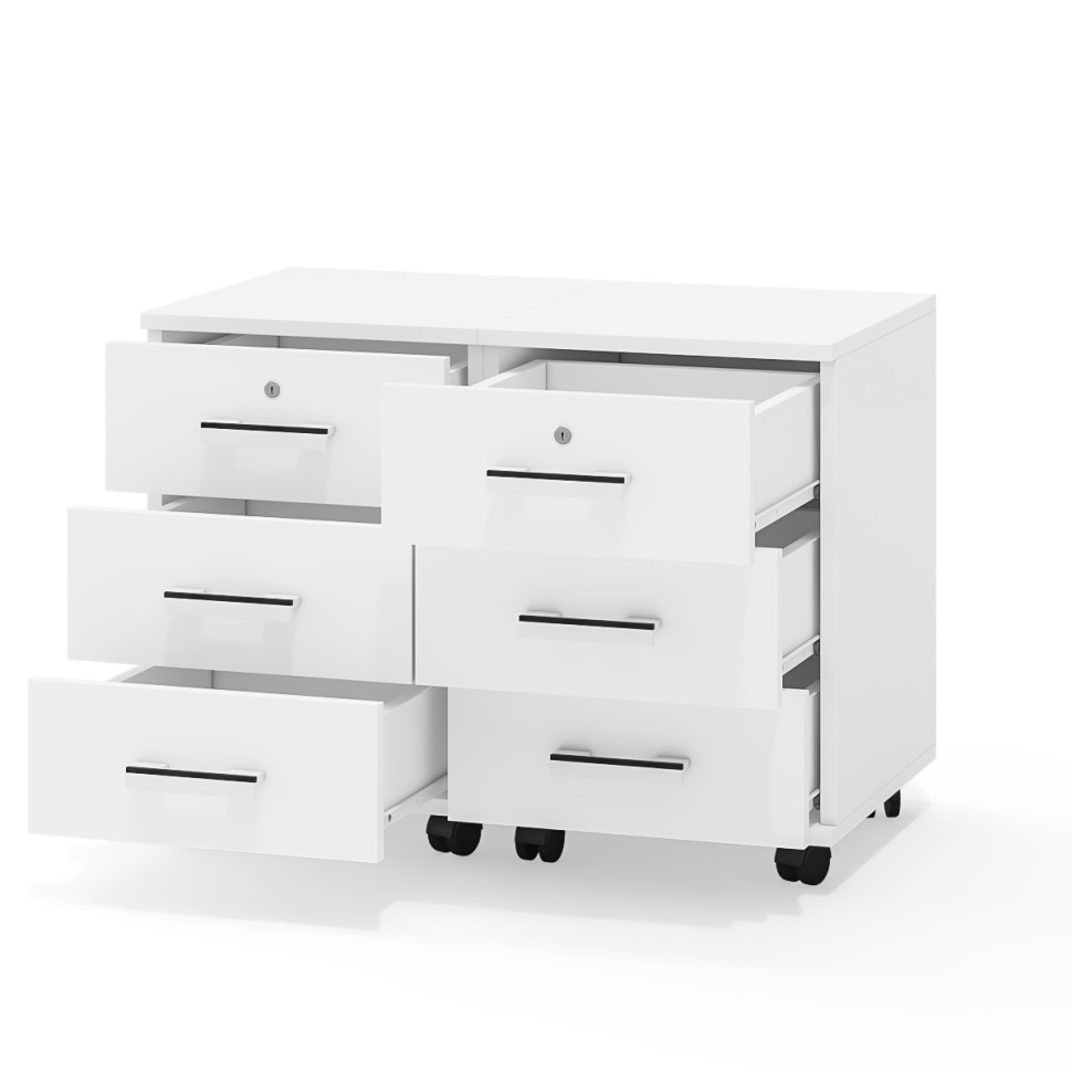 Две тумбы выкатных С-МД-3-02, цвет белый шагрень, ШхГхВ 80х45х59 см.