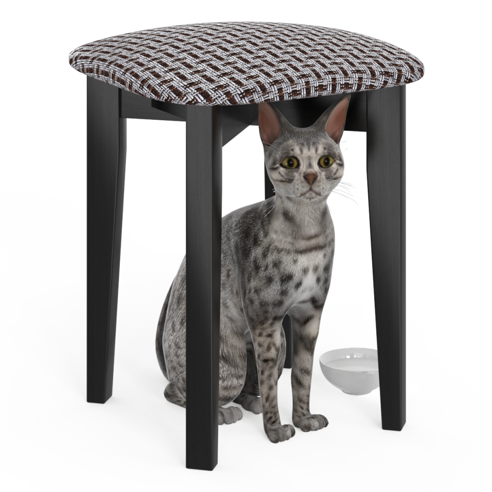 СНЯТО Табурет Мебель--24 Мерлин-2, цвет венге, обивка ткань рогожка корфу, ШхГхВ 35х35х48 см., продаётся собранным